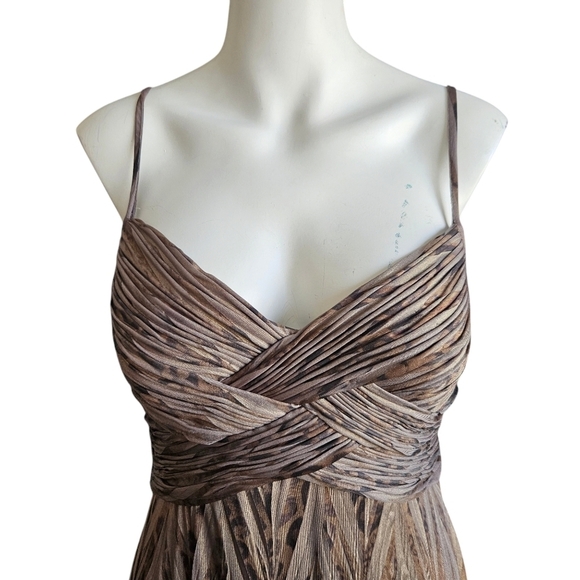 ALBERTO MAKALI Sleeveless Braided Neutral Taupe Bronze Gown 10 Whimsygoth - Picture 2 of 8